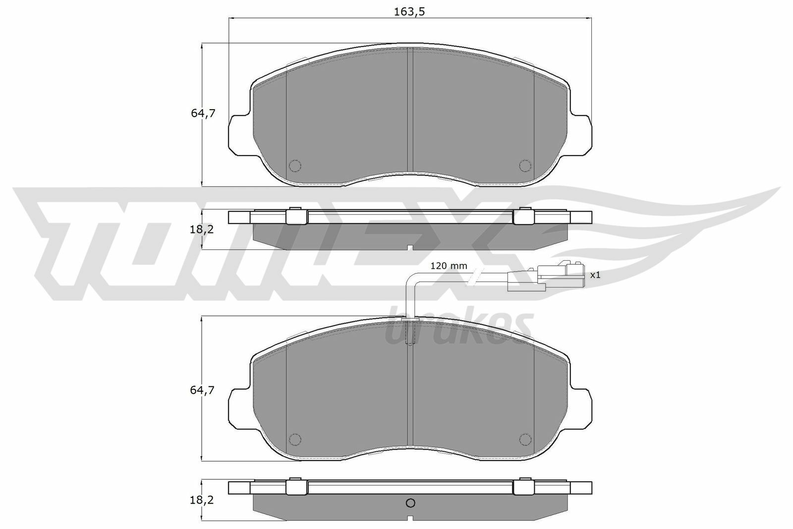 Sada brzdových destiček, kotoučová brzda TOMEX Brakes